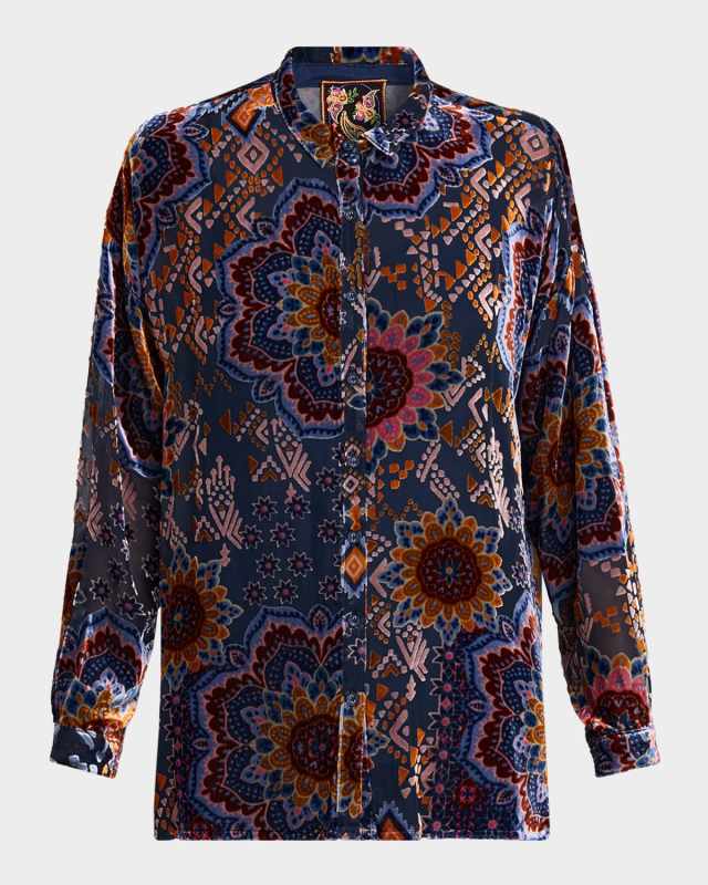 Audrey Oversized Floral Burnout Boyfriend Shirt